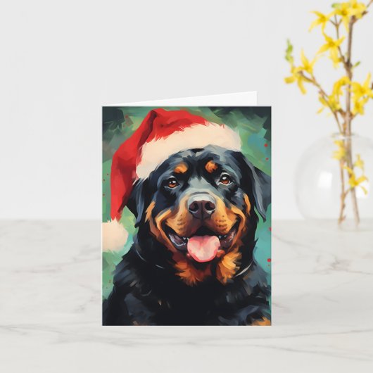 Rottweiler Kerstborstel schilderen kunstwerk Kaart (Gele Bloem)