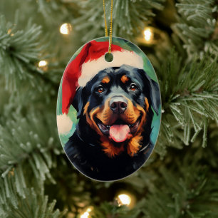 Rottweiler Kerstborstel schilderen kunstwerk Keramisch Ornament
