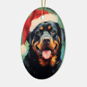 Rottweiler Kerstborstel schilderen kunstwerk Keramisch Ornament (Links)