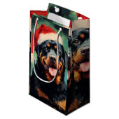 Rottweiler Kerstborstel schilderen kunstwerk Klein Cadeauzakje (Voorkant Gekanteld)