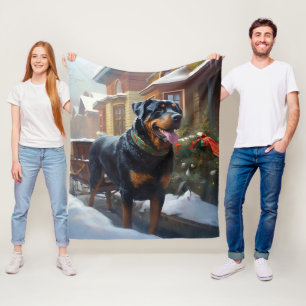 Rottweiler Kerstfeest Seizoen Fleece Deken