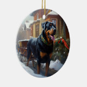 Rottweiler Kerstfeest Seizoen Keramisch Ornament (Rechts)