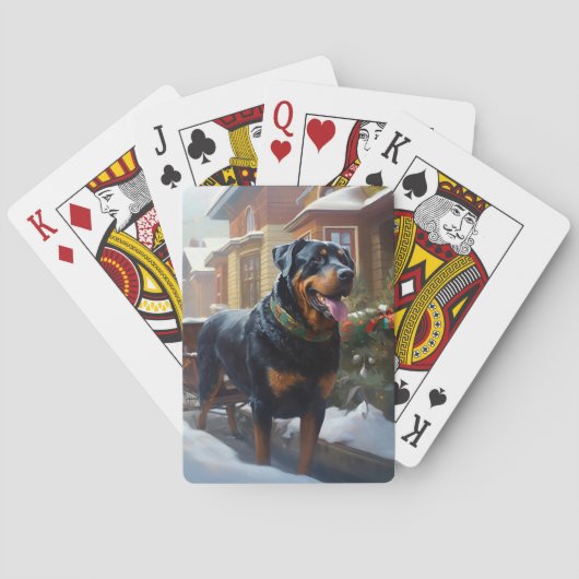 Rottweiler Kerstfeest Seizoen Pokerkaarten (Achterkant)