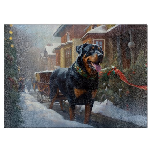 Rottweiler Kerstfeest Seizoen Snijplank (Voorkant)