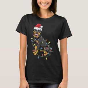 Rottweiler Kerstman Hoed Kerstlicht Jongens Pugmas T-shirt