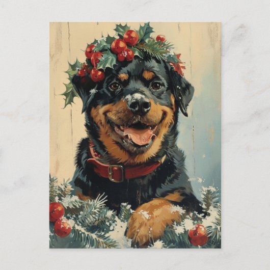 Rottweiler Kerstmis Briefkaart (Voorkant)