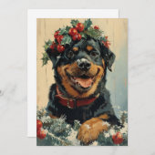 Rottweiler Kerstmis Feestdagenkaart (Voorkant / Achterkant)