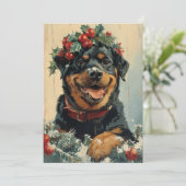 Rottweiler Kerstmis Feestdagenkaart (Staand voorkant)