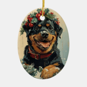 Rottweiler Kerstmis Keramisch Ornament