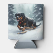 Rottweiler Kerstsneeuw winter Sierkussen Blikjeskoeler (Voorkant)