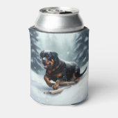 Rottweiler Kerstsneeuw winter Sierkussen Blikjeskoeler (Blikje Achterkant)