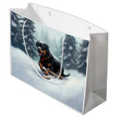 Rottweiler Kerstsneeuw winter Sierkussen Groot Cadeauzakje (Achterkant Gekanteld)