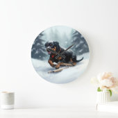 Rottweiler Kerstsneeuw winter Sierkussen Grote Klok (Huis)