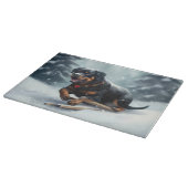 Rottweiler Kerstsneeuw winter Sierkussen Snijplank (Hoek)