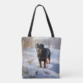 Rottweiler Laat het sneeuwen Kerstmis Draagtas (Achterkant)