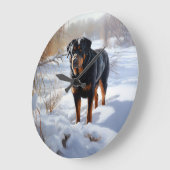 Rottweiler Laat het sneeuwen Kerstmis Grote Klok (Hoek)