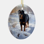Rottweiler Laat het sneeuwen Kerstmis Keramisch Ornament (Rechts)