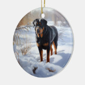 Rottweiler Laat het sneeuwen Kerstmis Keramisch Ornament (Links)