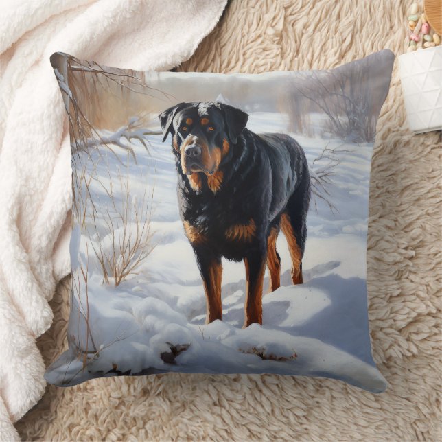 Rottweiler Laat het sneeuwen Kerstmis Kussen (Deken)
