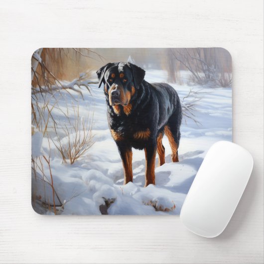 Rottweiler Laat het sneeuwen Kerstmis Muismat (Met muis)