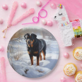 Rottweiler Laat het sneeuwen Kerstmis Papieren Bordje (Feest)