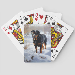 Rottweiler Laat het sneeuwen Kerstmis Pokerkaarten