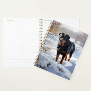 Rottweiler Laissez Tomber la Neige Noël