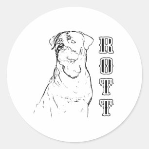 Rottweiler Lijntekening Ronde Sticker