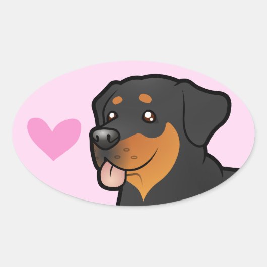 Rottweiler Love Ovale Sticker (Voorkant)