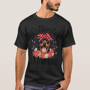 Rottweiler Mama Florals Cute Dog Mam Moederdag T-shirt
