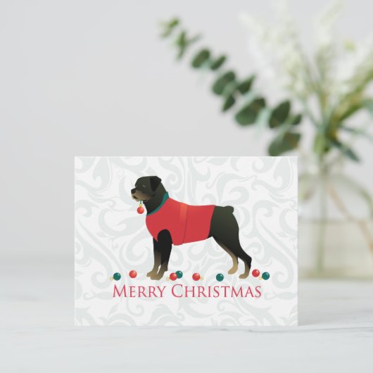 Rottweiler Merry-kerstontwerp Feestdagenkaart (Staand voorkant)