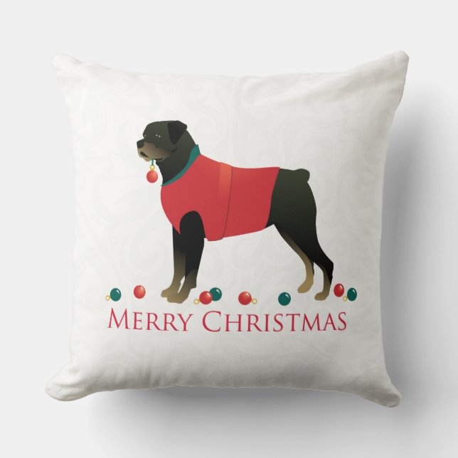 Rottweiler Merry-kerstontwerp Kussen (Voorkant)