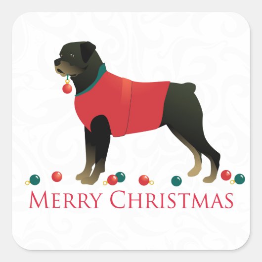 Rottweiler Merry-kerstontwerp Vierkante Sticker (Voorkant)