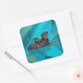 Rottweiler met een puppy vierkante sticker (Envelop)