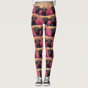 Rottweiler met Hartrozen Valentijnsdag Leggings