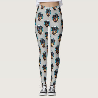 Rottweiler met koptelefoon leggings 4