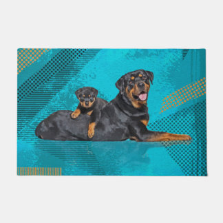 Rottweiler met puppy deurmat