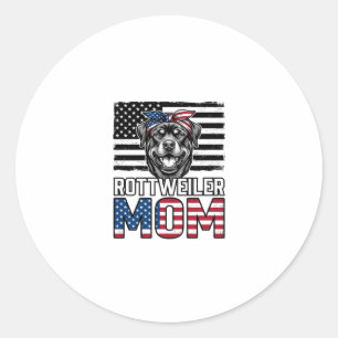 Rottweiler Moeder Patriottische Vintage Hond Shirt Ronde Sticker