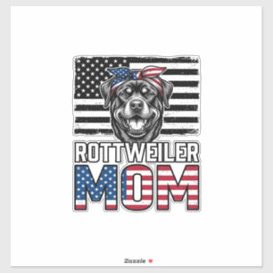 Rottweiler Moeder Patriottische Vintage Hond Shirt Sticker