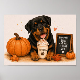 Rottweiler Nodigt Uit tot Pumpkin Spice Puppaccino Poster