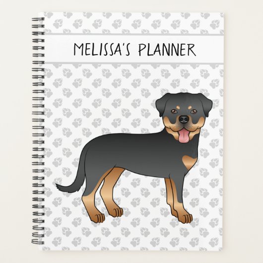Rottweiler noir et feu Chien de dessin animé migno (Devant)