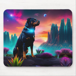 Rottweiler op een buitenaardse wereld muismat