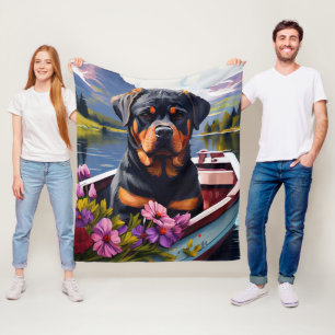 Rottweiler op een peddel: Een landschappelijk avon Fleece Deken