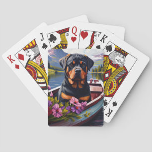 Rottweiler op een peddel: Een landschappelijk avon Pokerkaarten