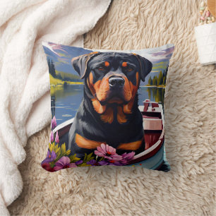 Rottweiler op een peddel: Een Schilderachtig avont Kussen