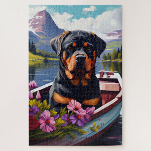 Rottweiler op een peddel: Een Schilderachtig avont Legpuzzel