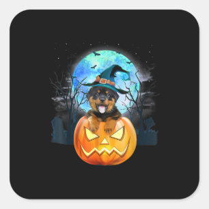 rottweiler pet halloween pompoengift vierkante sticker