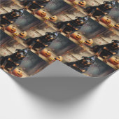 Rottweiler pompoenen Halloween eng Cadeaupapier (Hoek)