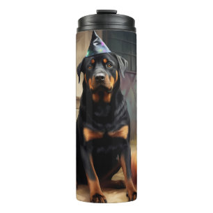 Rottweiler pompoenen Halloween eng Thermosbeker