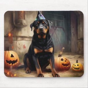 Rottweiler Pompoenen Halloween Griezelen Muismat